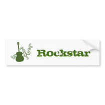 Rockstar Guitar Bumper Sticker, Green bumper stickers