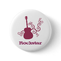 Rockstar Guitar Button, Fuchsia