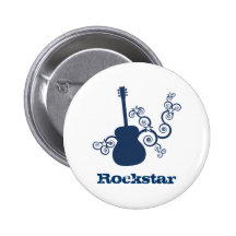 Rockstar Guitar Button, Royal Blue
