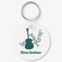 Rockstar Guitar Keychain, Dark Teal