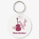 Rockstar Guitar Keychain, Fuchsia keychain