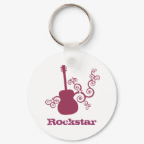 Rockstar Guitar Keychain, Fuchsia