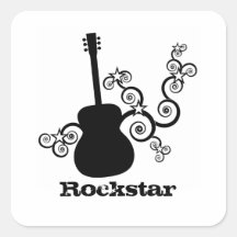 Rockstar Guitar Square Stickers