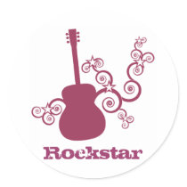 Rockstar Guitar Stickers, Fuchsia