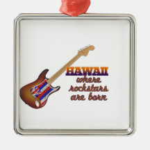 Rockstars are born in Hawaii Christmas Tree Ornaments