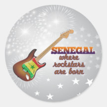 Rockstars are born in Senegal Round Sticker
