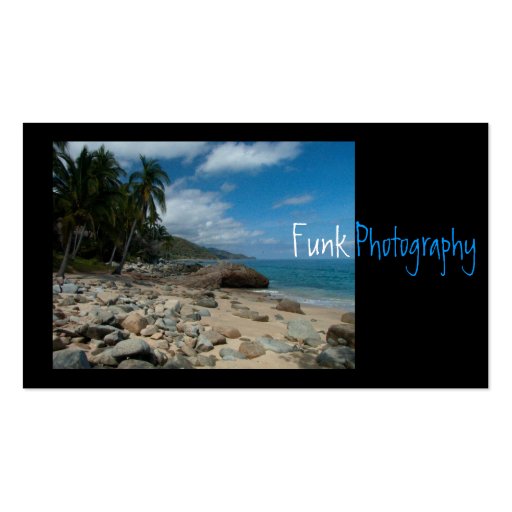 Rocky Beach with Palm Trees Business Card Template (front side)