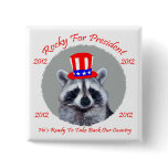 Rocky For President Square Botton Pinback Buttons