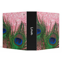 Rocky Light Pink Peacock Feather 3 Ring Binder