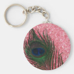 Rocky Light Pink Peacock Feather Keychains