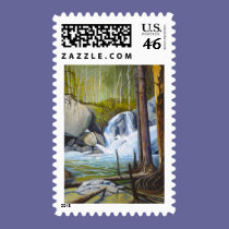 Rocky Mountain Watefall - "Raging Solitude" stamps