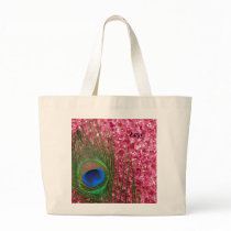 Rocky Pink Peacock Feather Tote Bag