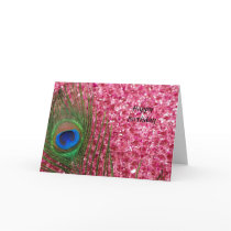 Rocky Pink Peacock Feather Card