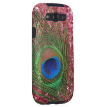 Rocky Pink Peacock Feather Samsung Galaxy SIII Cover