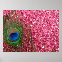 Rocky Pink Peacock Feather Posters
