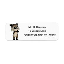 Rocky the Cute Cartoon Raccoon Return Address Label