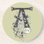 Rococo Monogram Letter A Coaster