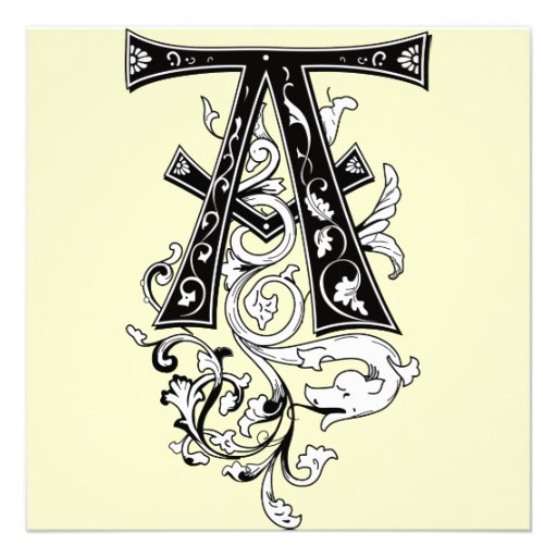 Rococo Monogram Letter ! Personalized Announcement