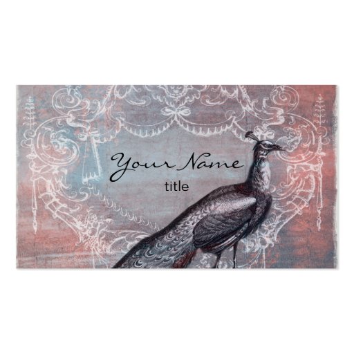 Rococo Peacock in Pink & Blue Business Cards