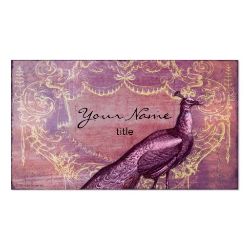 Rococo Peacock in Purple Business Cards (front side)