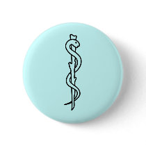 Rod of Asclepius [medical symbol] Pinback Buttons