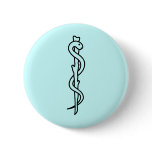 Rod of Asclepius [medical symbol] Pinback Buttons