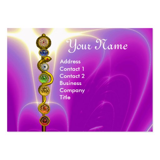 ROD OF ASCLEPIUS WITH 7 CHAKRAS ,SPIRITUAL ENERGY BUSINESS CARD TEMPLATES