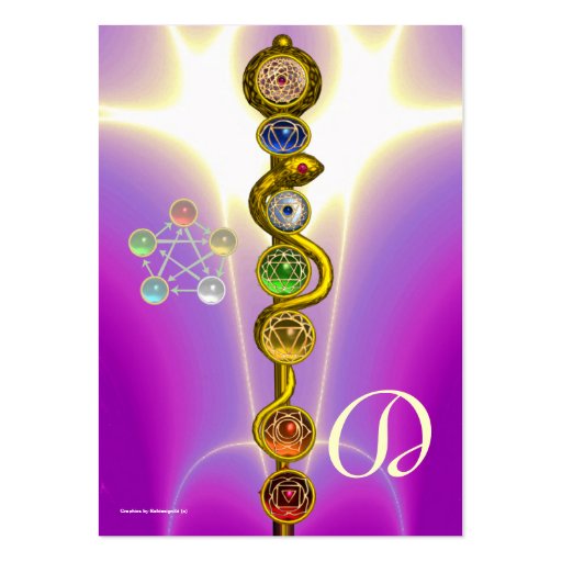 ROD OF ASCLEPIUS WITH 7 CHAKRAS ,SPIRITUAL ENERGY BUSINESS CARD TEMPLATES (back side)