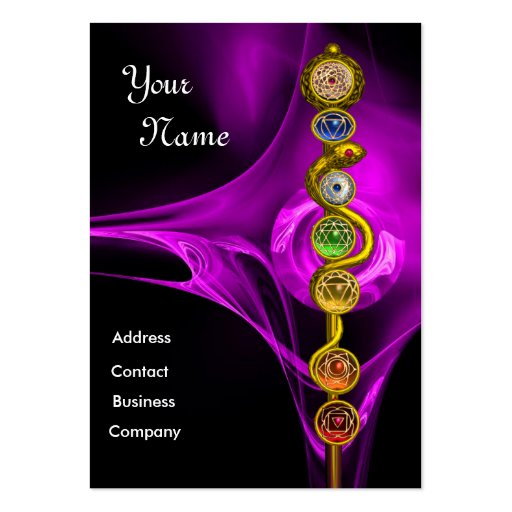 ROD OF ASCLEPIUS WITH 7 CHAKRAS ,SPIRITUAL ENERGY BUSINESS CARD TEMPLATE