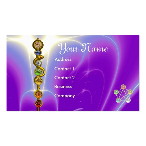 ROD OF ASCLEPIUS WITH 7 CHAKRAS ,SPIRITUAL ENERGY BUSINESS CARD