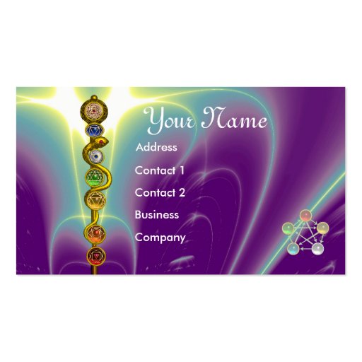 ROD OF ASCLEPIUS WITH 7 CHAKRAS ,SPIRITUAL ENERGY BUSINESS CARD TEMPLATE (front side)