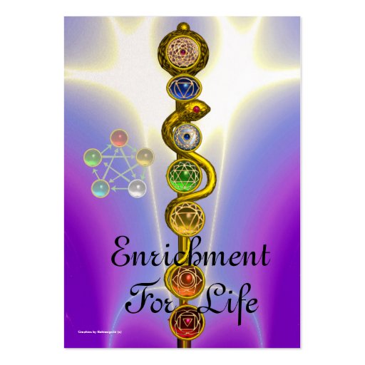 ROD OF ASCLEPIUS WITH 7 CHAKRAS ,SPIRITUAL ENERGY BUSINESS CARD TEMPLATES (back side)