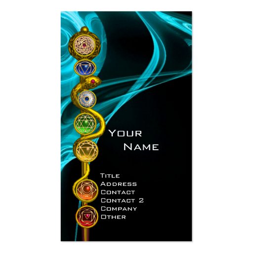 ROD OF ASCLEPIUS WITH 7 CHAKRAS ,SPIRITUAL ENERGY BUSINESS CARDS (front side)
