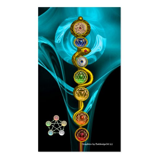 ROD OF ASCLEPIUS WITH 7 CHAKRAS ,SPIRITUAL ENERGY BUSINESS CARDS (back side)