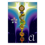 ROD OF ASCLEPIUS WITH 7 CHAKRAS ,SPIRITUAL ENERGY GREETING CARD