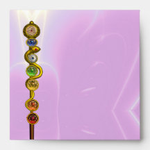 ROD OF ASCLEPIUS WITH 7 CHAKRAS ,SPIRITUAL ENERGY ENVELOPES