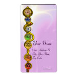ROD OF ASCLEPIUS WITH 7 CHAKRAS ,SPIRITUAL ENERGY labels