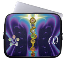 ROD OF ASCLEPIUS WITH 7 CHAKRAS ,SPIRITUAL ENERGY LAPTOP COMPUTER SLEEVE