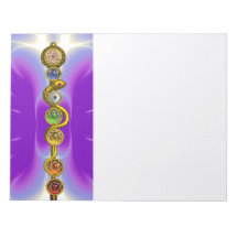 ROD OF ASCLEPIUS WITH 7 CHAKRAS ,SPIRITUAL ENERGY NOTEPADS