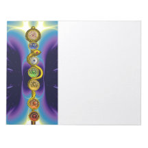 ROD OF ASCLEPIUS WITH 7 CHAKRAS ,SPIRITUAL ENERGY SCRATCH PAD