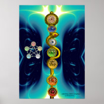 ROD OF ASCLEPIUS WITH 7 CHAKRAS ,SPIRITUAL ENERGY PRINT