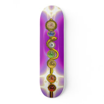 ROD OF ASCLEPIUS WITH 7 CHAKRAS ,SPIRITUAL ENERGY CUSTOM SKATEBOARD
