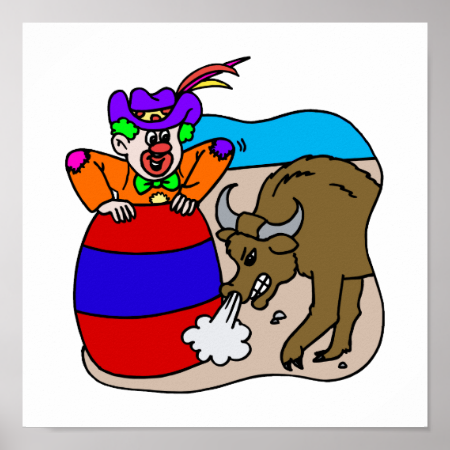 Rodeo Clown in Barrel Poster