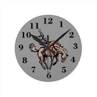 rodeo cowboy and bucking horse clock