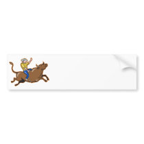 Rodeo Cowboy Bull Riding Retro Bumper Stickers