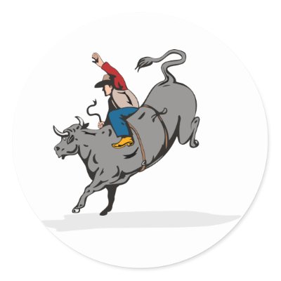 Rodeo cowboy bull riding sticker