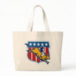 Rodeo cowboy bull riding with american shield canvas bags