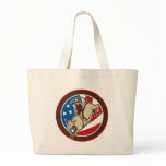 Rodeo cowboy bull riding with stars and stripes tote bags