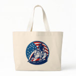 Rodeo cowboy horse cutting stars and stripes tote bags