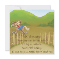 rodeo cowboy kids birthday theme invitation